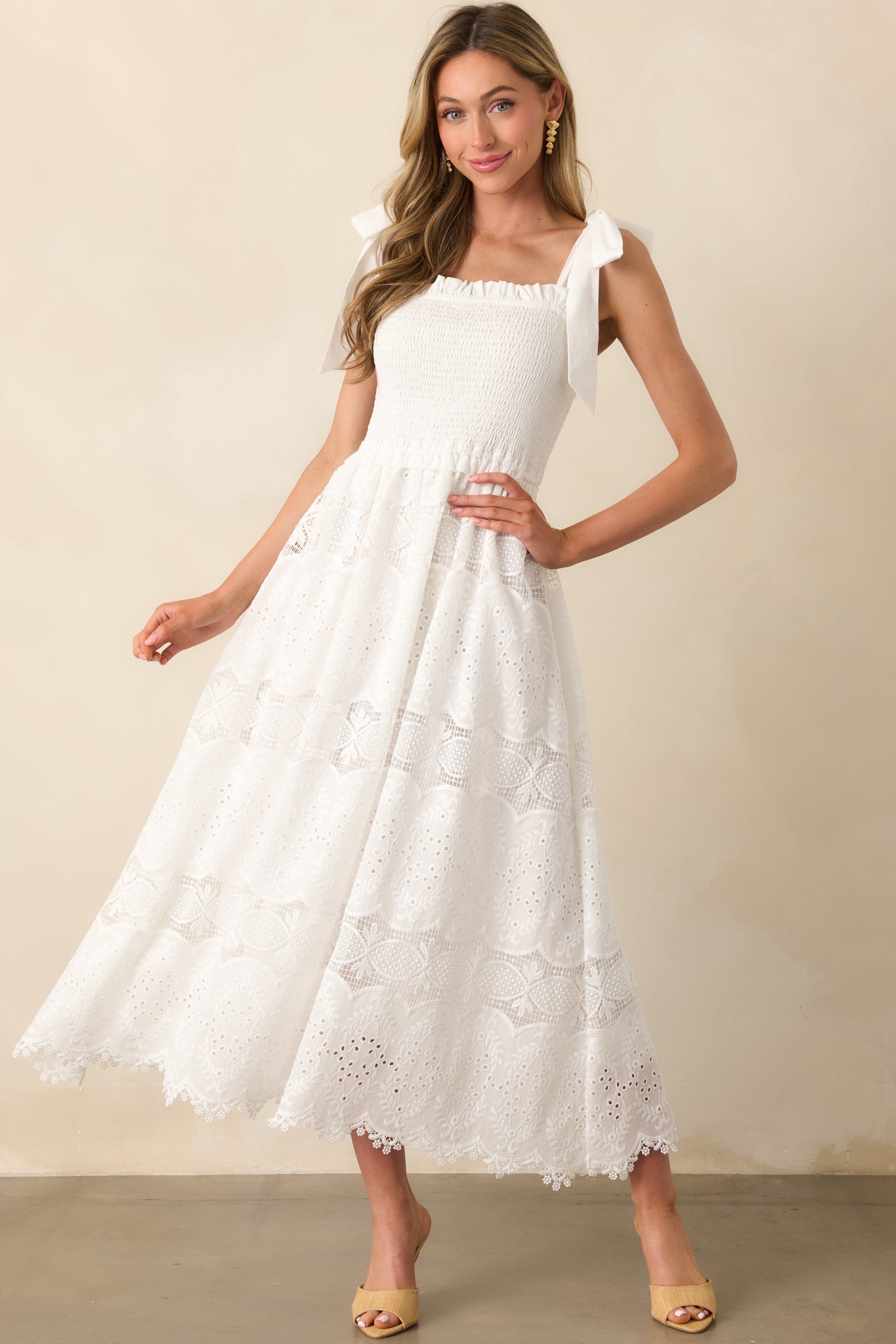 Forever And A Day White Cotton Embroidered Eyelet Maxi Dress