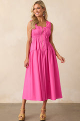 Better Late Than Never Hot Pink Sleeveless Midi Dress