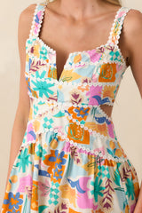 Sunshine Lives Here Pink Tropical Print Cotton Mini Dress