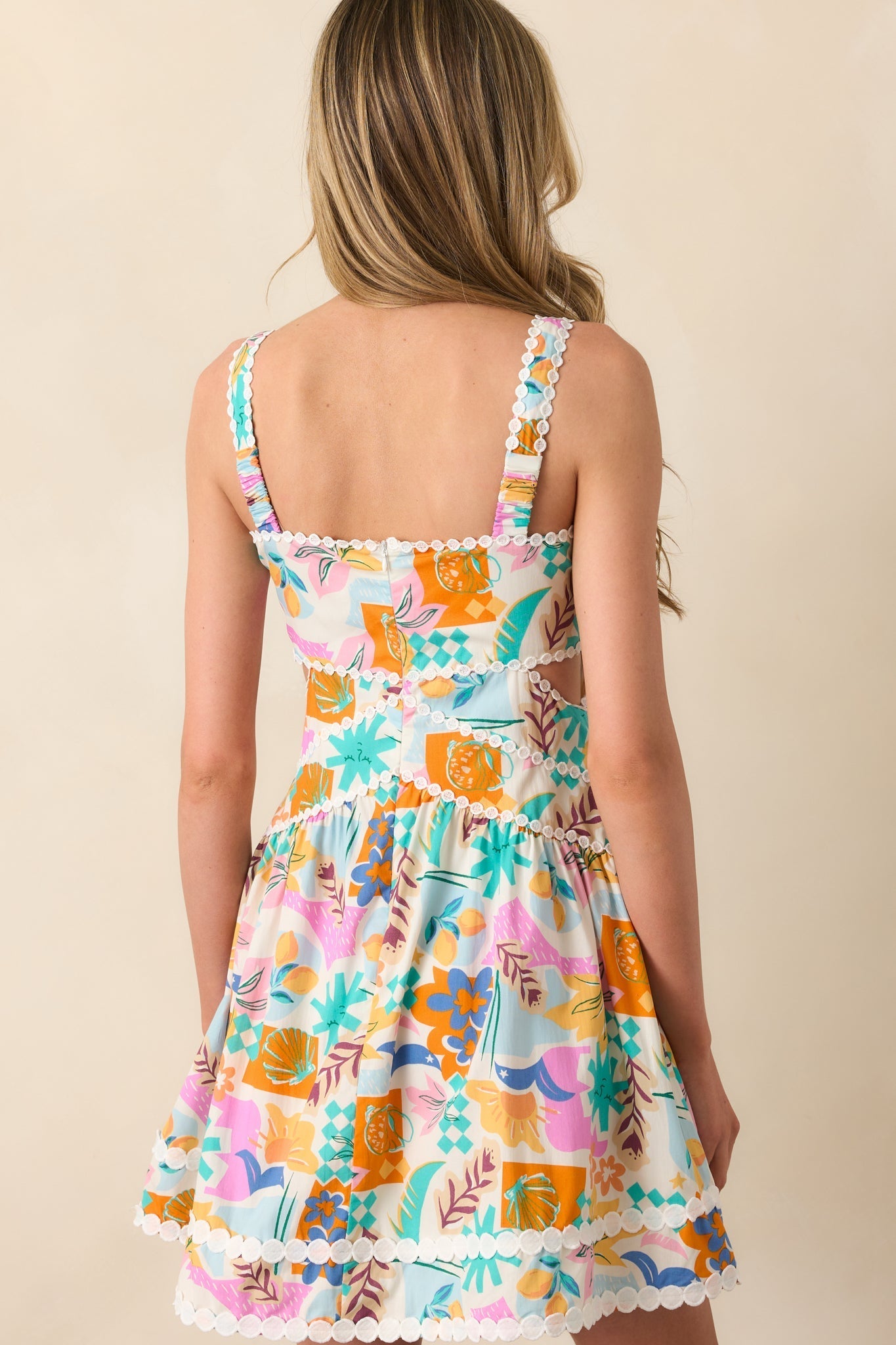 Sunshine Lives Here Pink Tropical Print Cotton Mini Dress