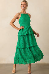 Pour Into Yourself Green Floral Embroidered Maxi Dress