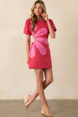Living My Best Life Red Cotton Short Sleeve Cut-Out Mini Dress