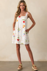 It Comes Easy To Me Ivory Floral Patchwork Mini Dress