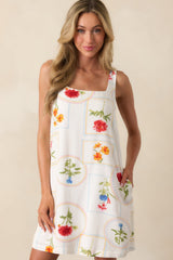 It Comes Easy To Me Ivory Floral Patchwork Mini Dress