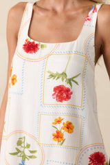 It Comes Easy To Me Ivory Floral Patchwork Mini Dress