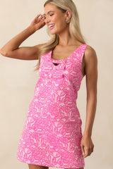 Petals In Paradise Pink Floral Jacquard Mini Dress