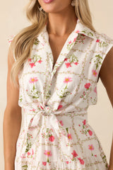 Do What You Love Ivory Floral Cotton Mini Shirt Dress