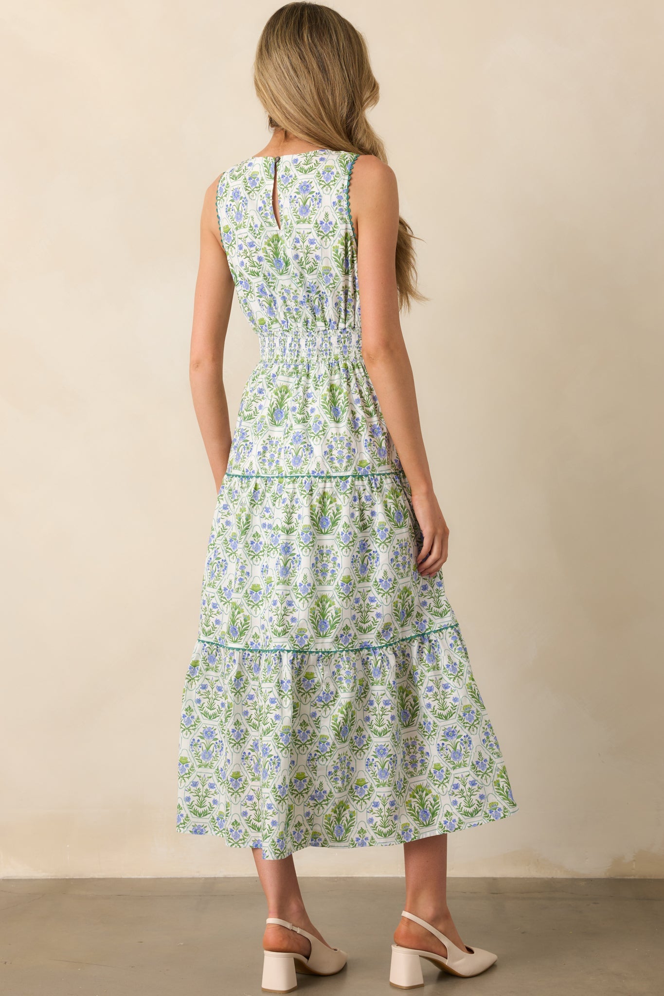This Is The One Green Geometric Floral Cotton Maxi Dress