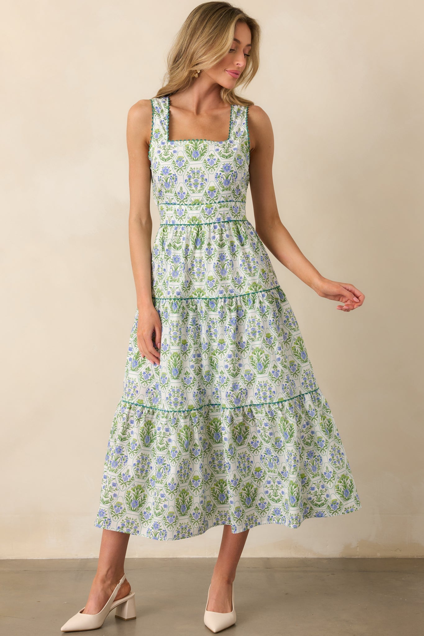 This Is The One Green Geometric Floral Cotton Maxi Dress