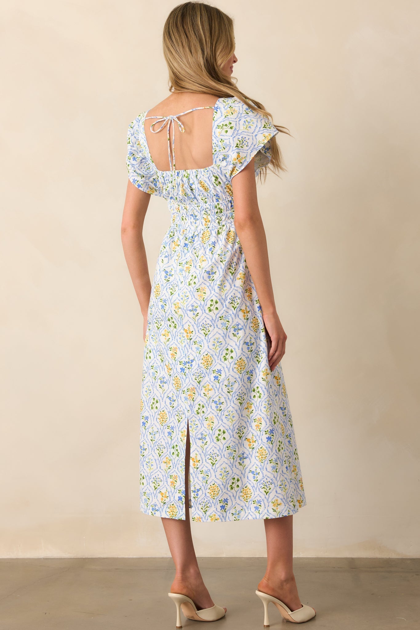 MINKPINK Light Blue Floral Meadow Flutter Midi Dress