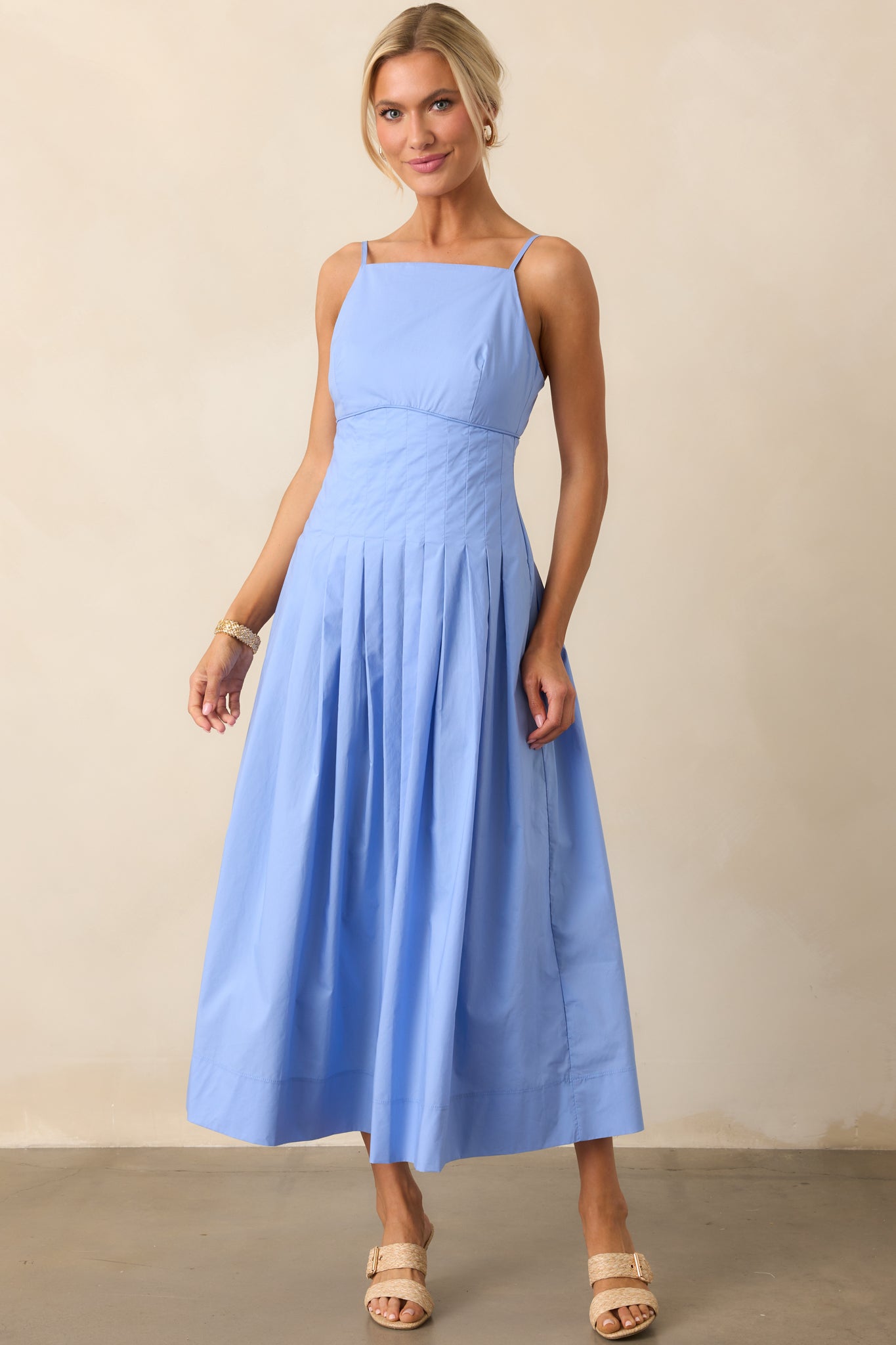 MINKPINK Jacaranda Blue Avalon Square Neck Midi Dress
