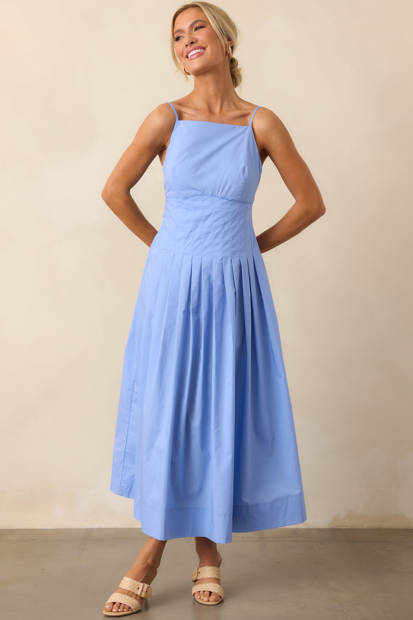 MINKPINK Jacaranda Blue Avalon Square Neck Midi Dress
