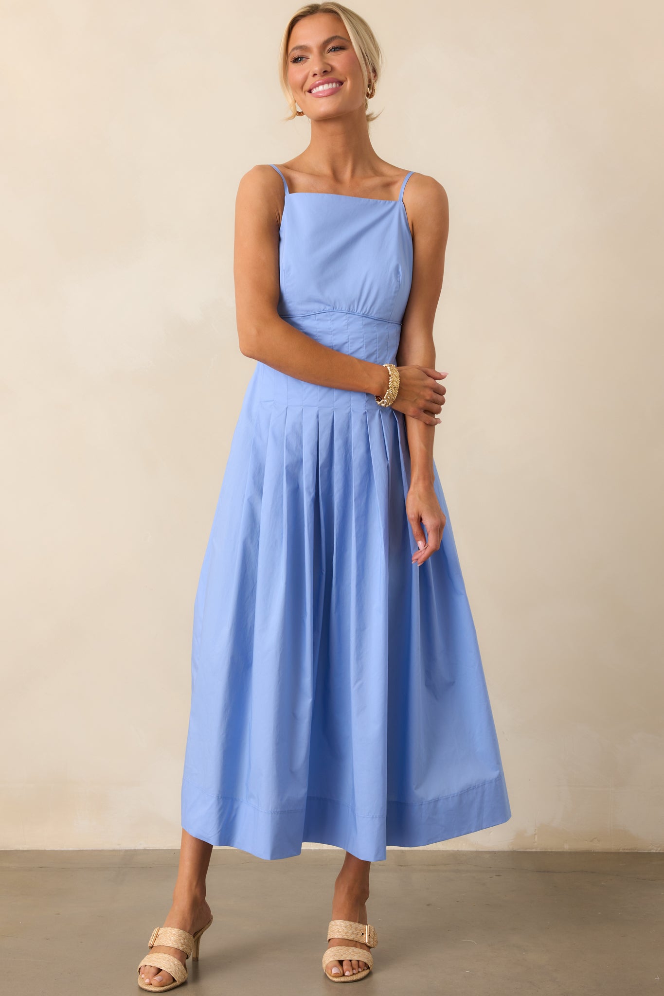 MINKPINK Jacaranda Blue Avalon Square Neck Midi Dress