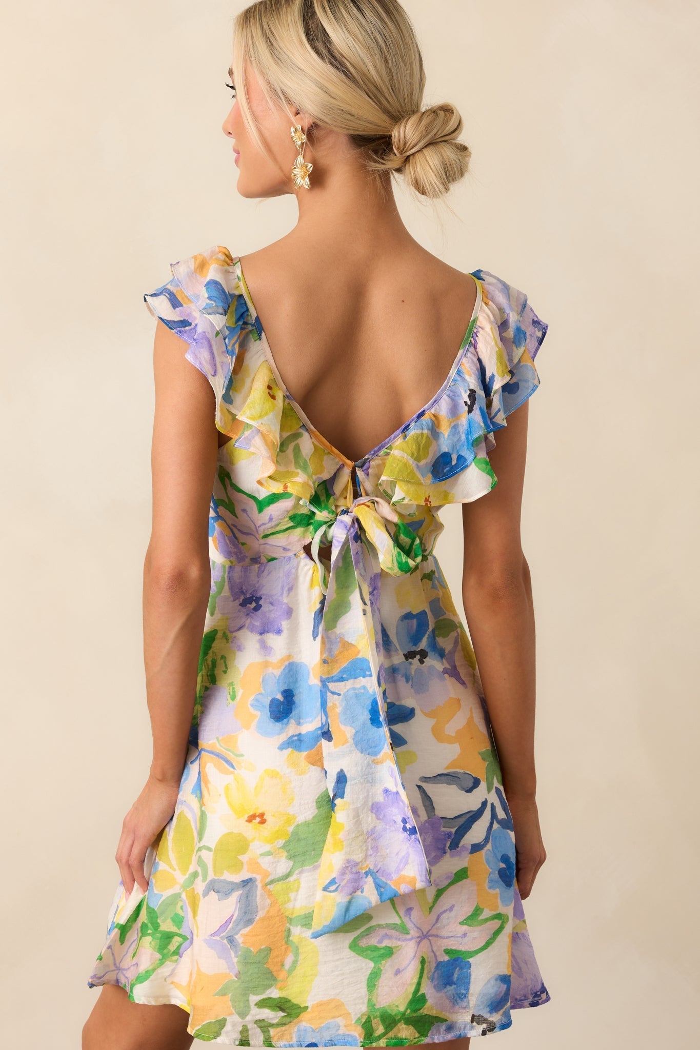 MINKPINK Yellow Floral Fable Frill Mini Dress
