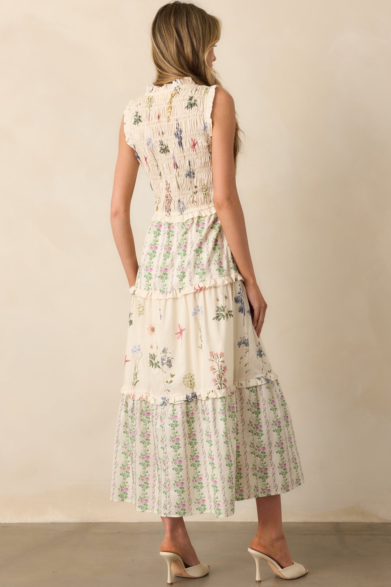 Whatever Happens Ivory Floral Cotton Sleeveless Maxi Dress