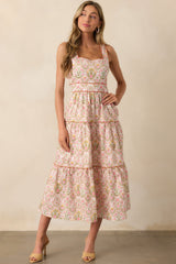 This Is The One Orange Geometric Floral Cotton Maxi Dress