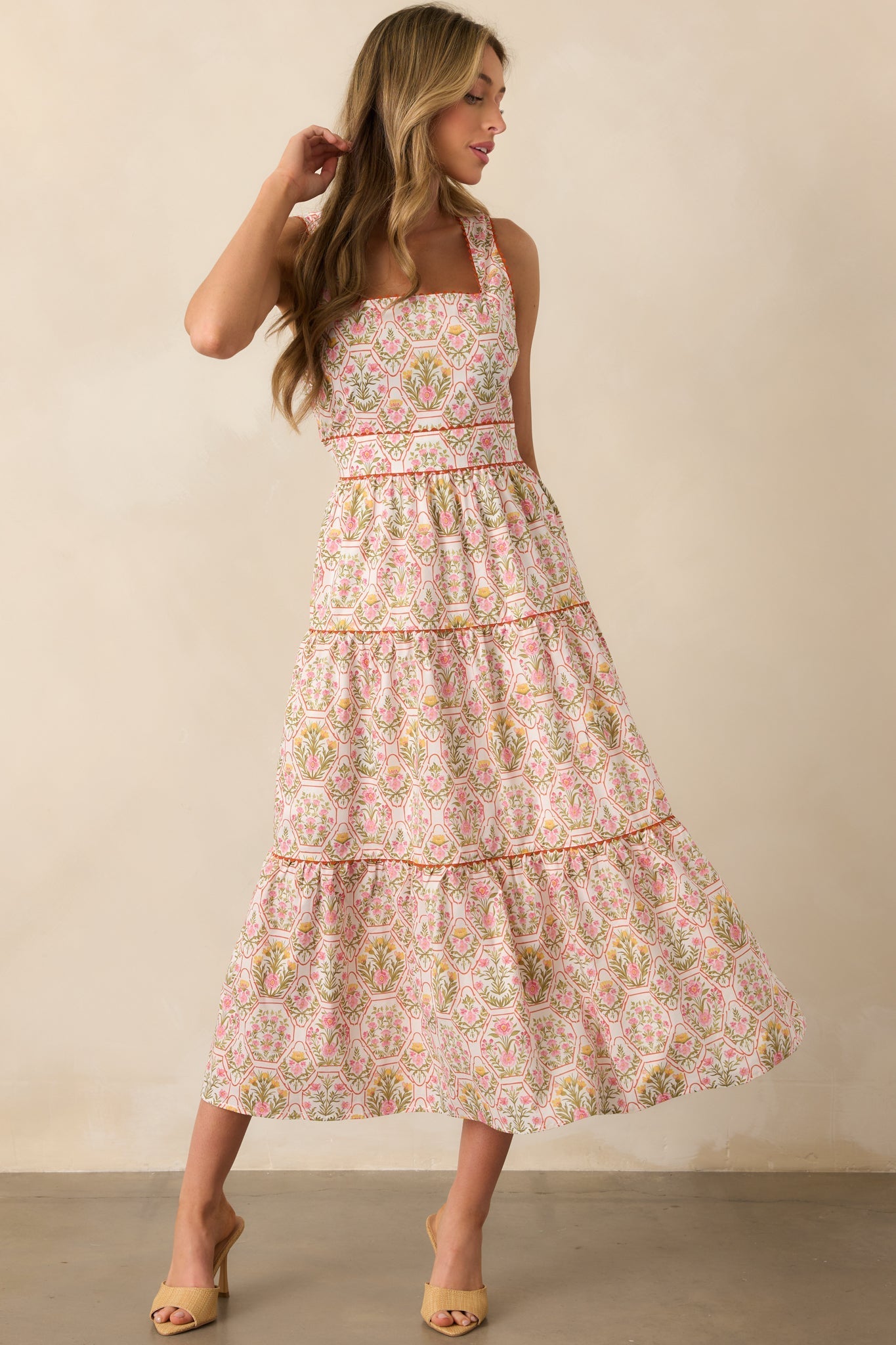 This Is The One Orange Geometric Floral Cotton Maxi Dress