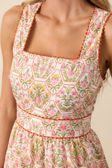 This Is The One Orange Geometric Floral Cotton Maxi Dress