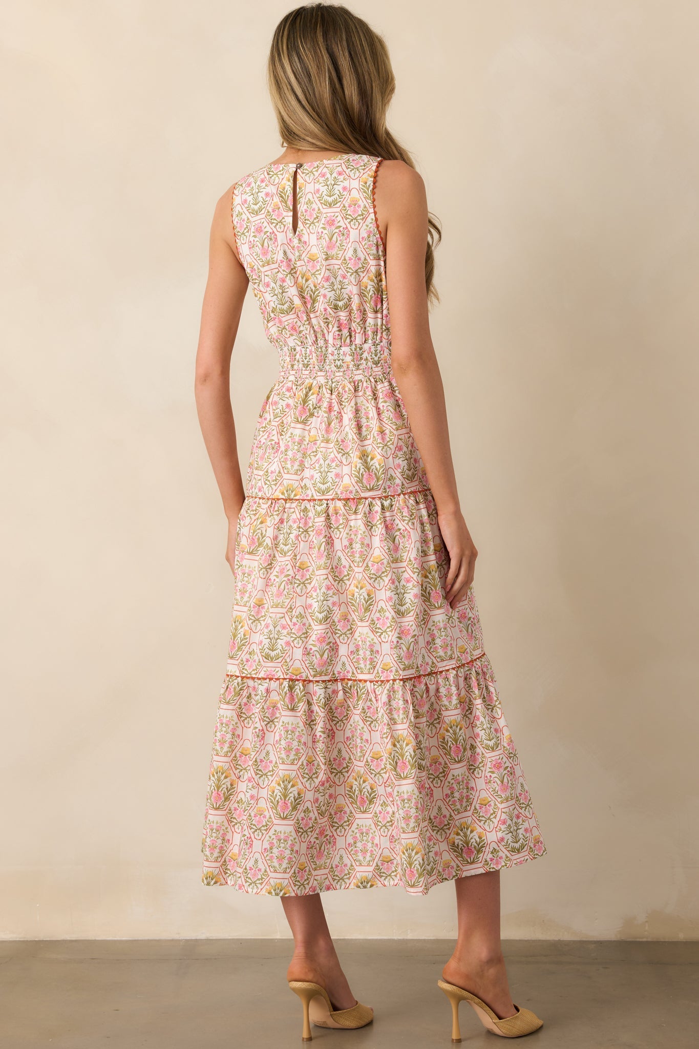 This Is The One Orange Geometric Floral Cotton Maxi Dress