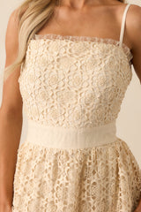 In The Long Run Natural Embroidered Midi Dress