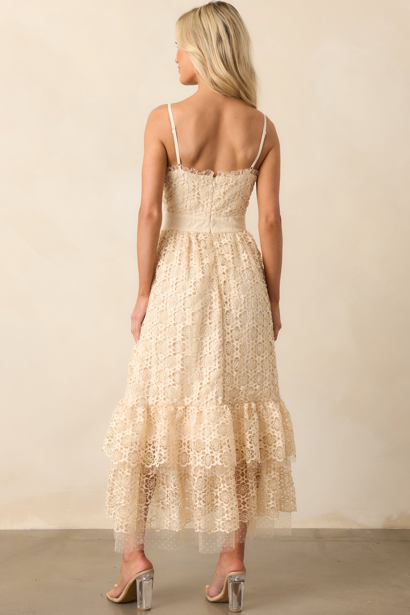 In The Long Run Natural Embroidered Midi Dress