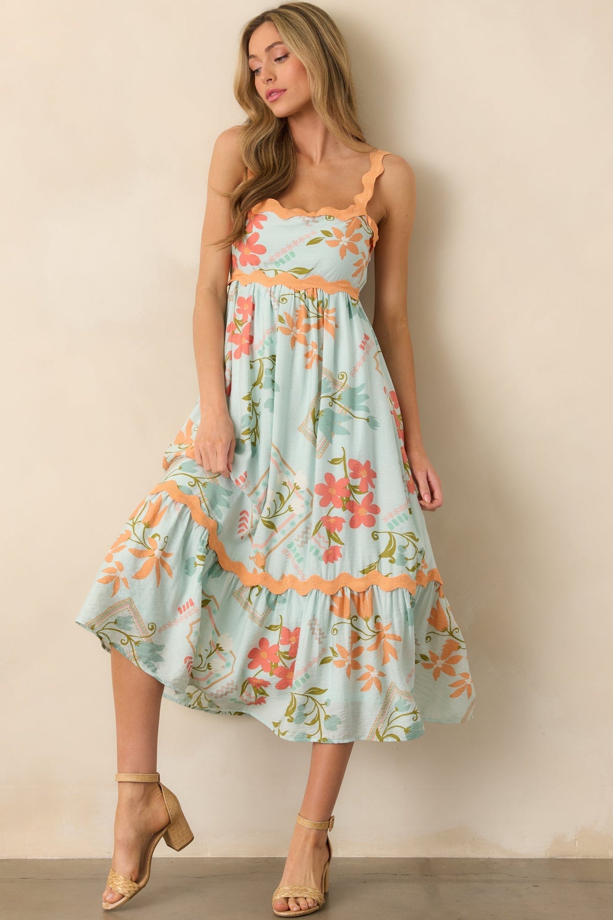 One Day At A Time Mint Green Floral Patchwork Maxi Dress