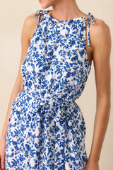Effortless Days Blue Floral Sleeveless Maxi Dress