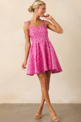 Steal The Scene Fuchsia Pink Floral Jacquard Mini Dress