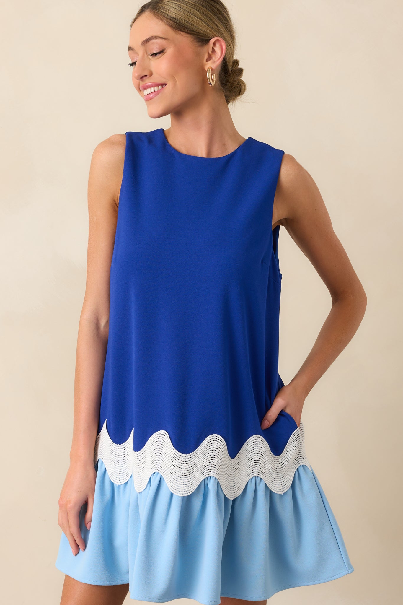 Timeless Twist Blue Mini Shift Dress