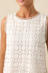 Go Your Own Way White Embroidered Eyelet Mini Shift Dress