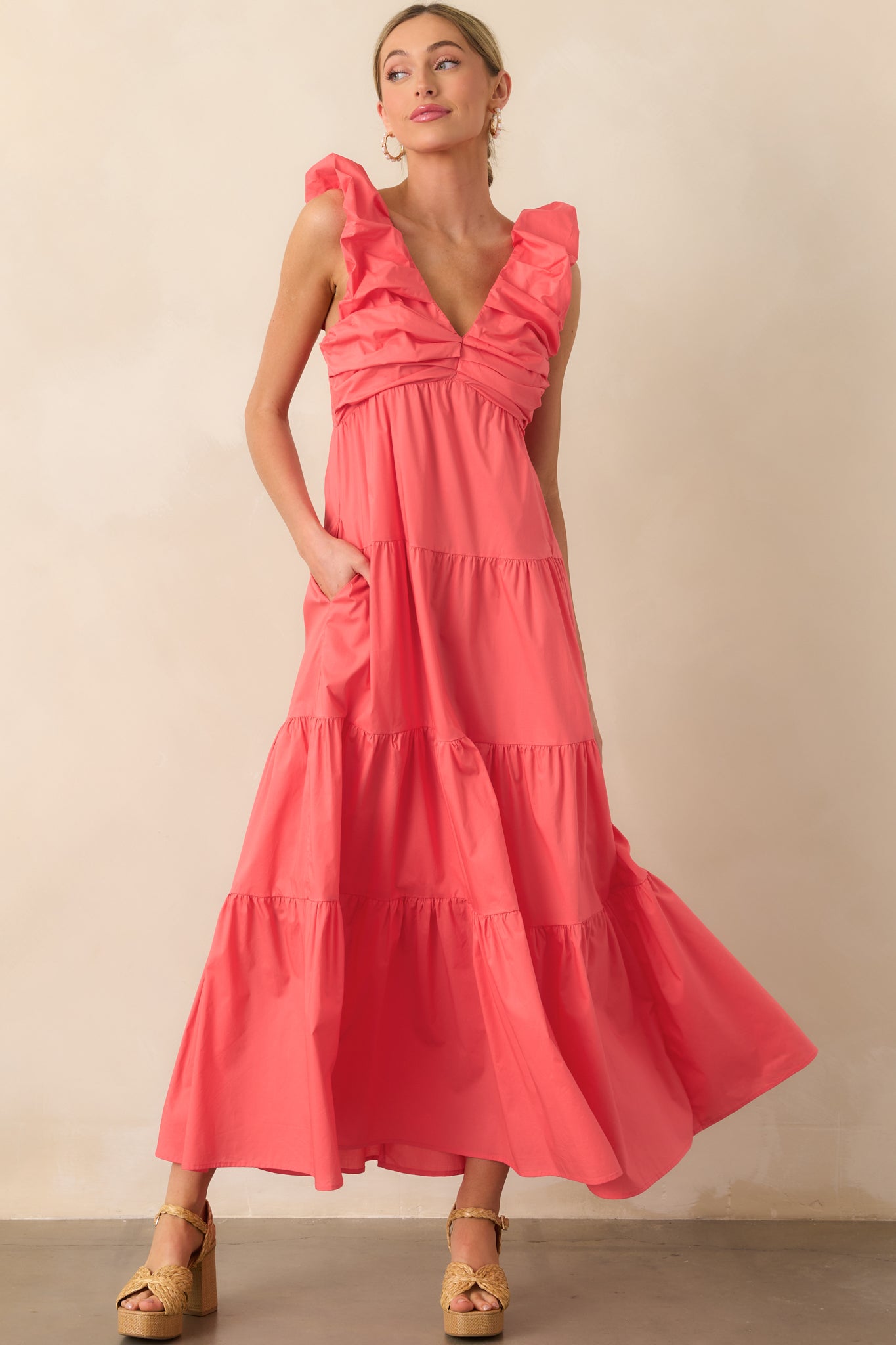 Unapologetically Me Pink Coral Cotton Maxi Dress