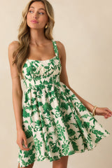 The Best Kind Of Days Green Floral Open Back Mini Dress