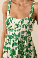 The Best Kind Of Days Green Floral Open Back Mini Dress