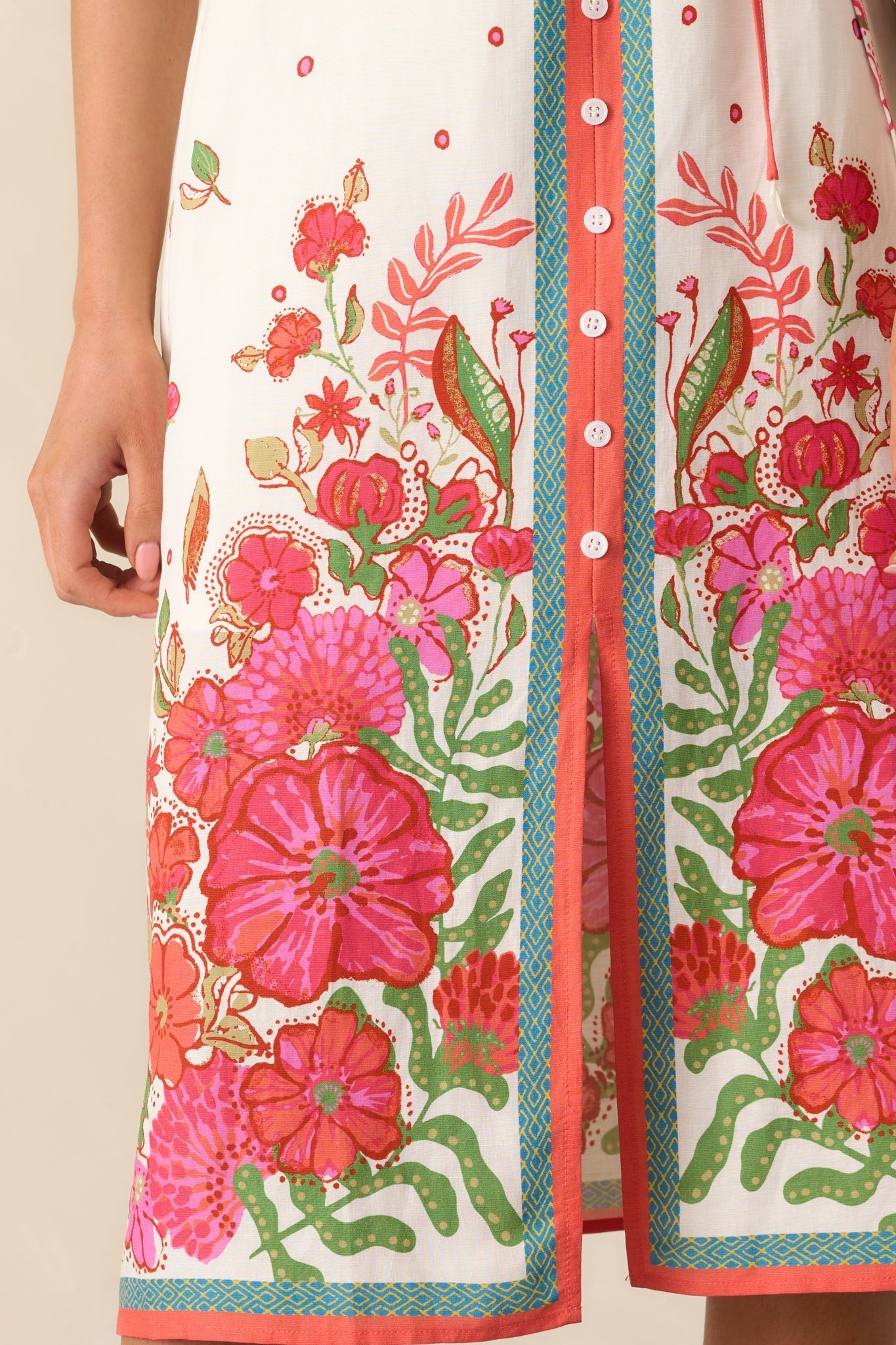 Bursting Blooms Magenta Multi Floral Midi Dress