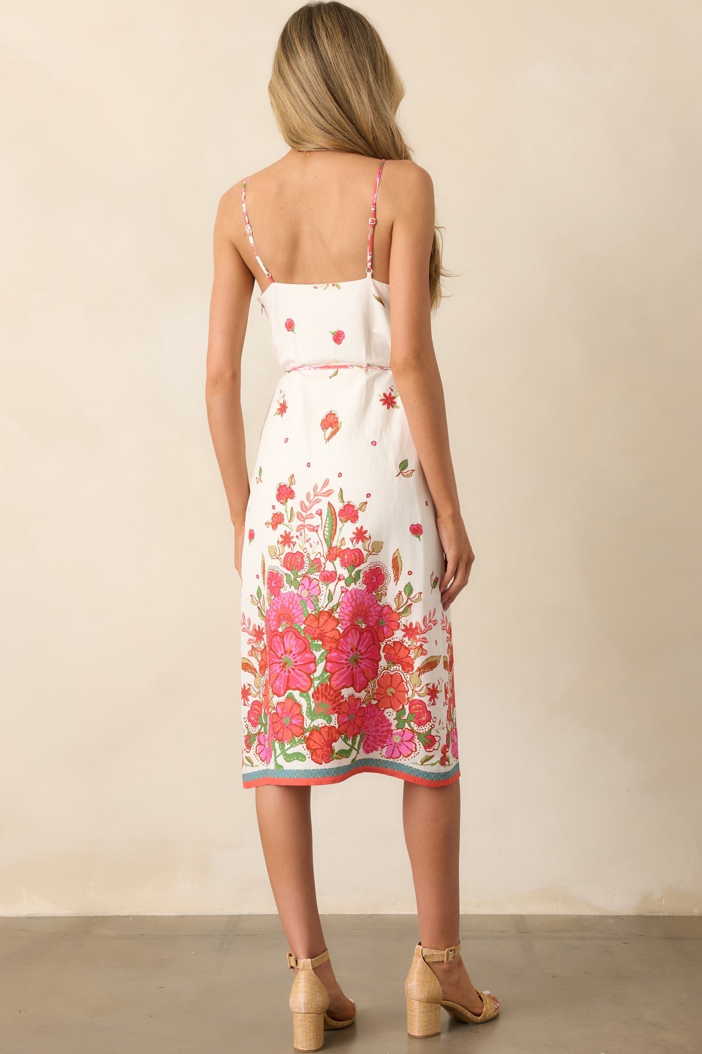 Bursting Blooms Magenta Multi Floral Midi Dress