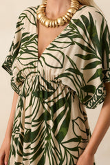 Sunshine On My Mind Green Palm Leaf Print Maxi Dress