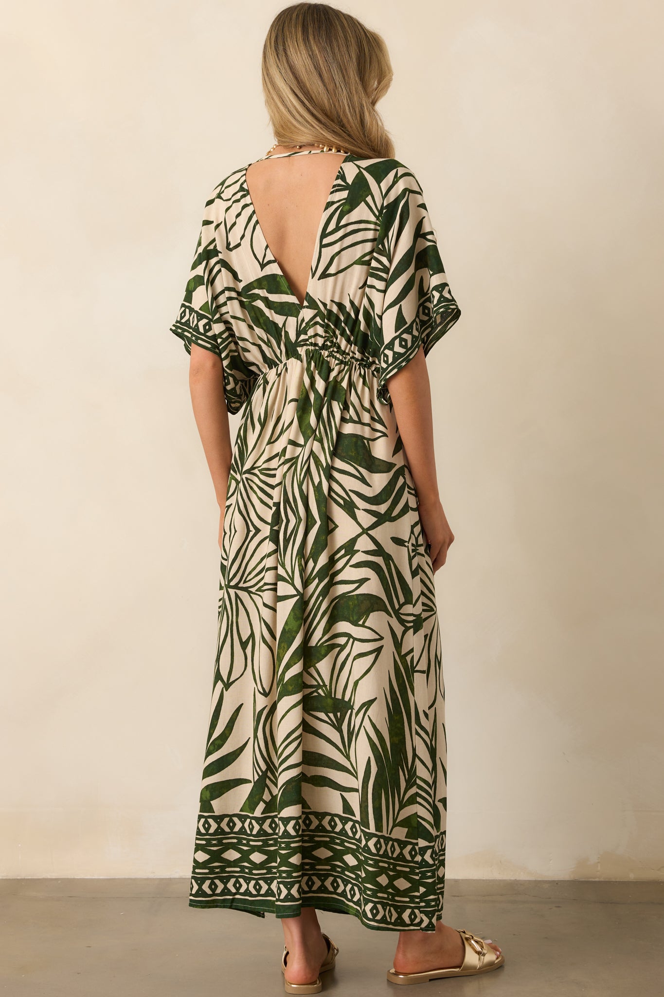 Sunshine On My Mind Green Palm Leaf Print Maxi Dress