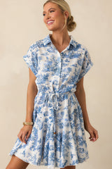 Time After Time Blue Toile Mini Dress