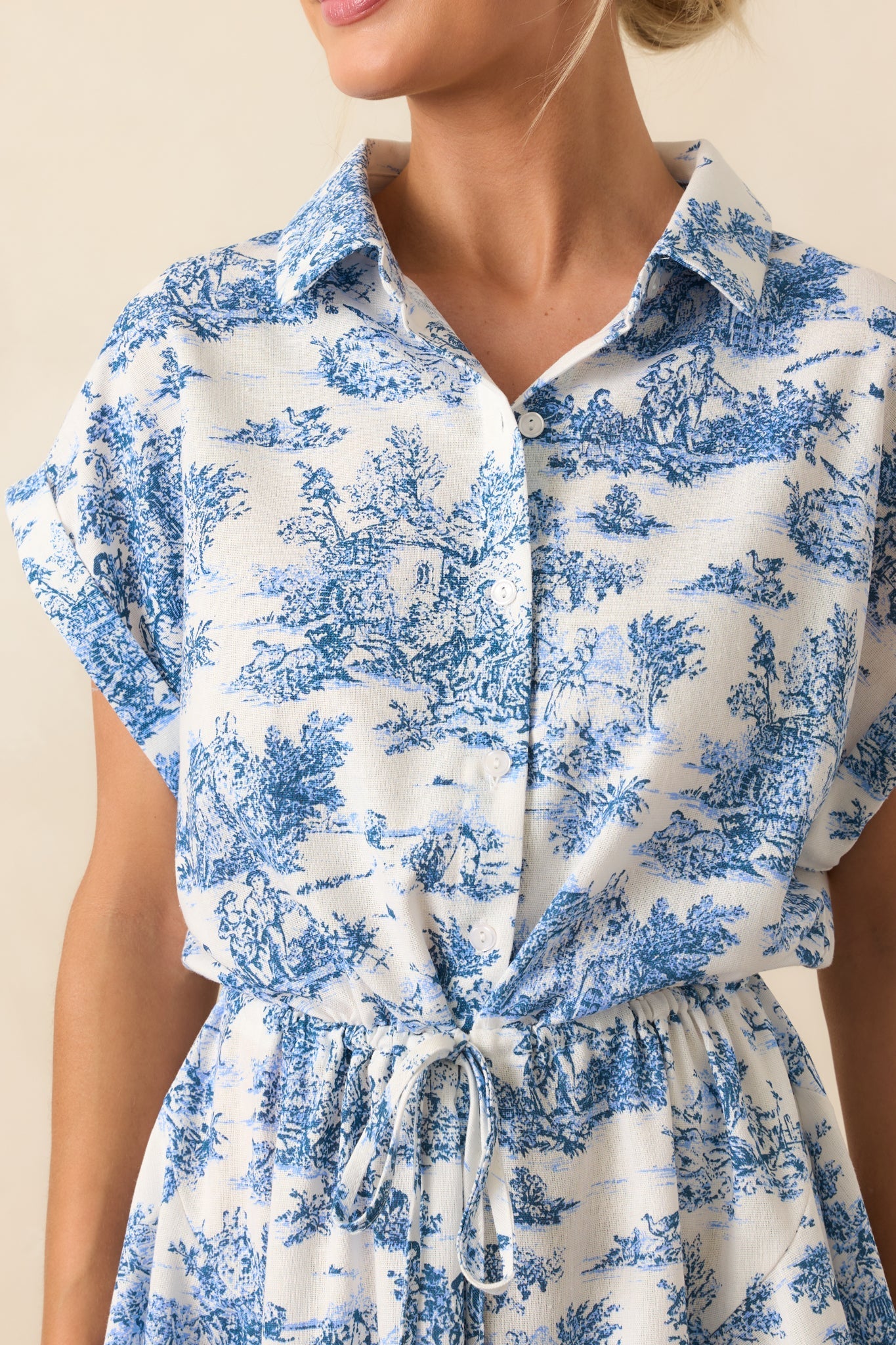 Time After Time Blue Toile Mini Dress