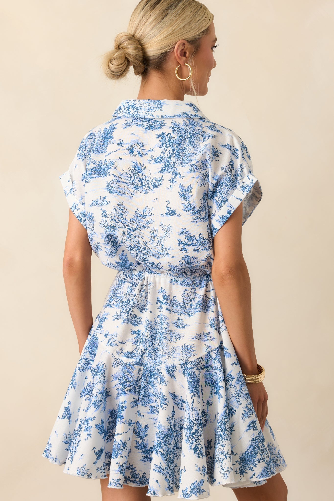 Time After Time Blue Toile Mini Dress