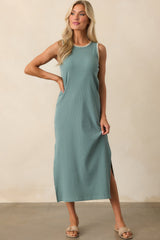 Z Supply Sage Green Cotton Delamer Whipstitch Rib Midi Dress