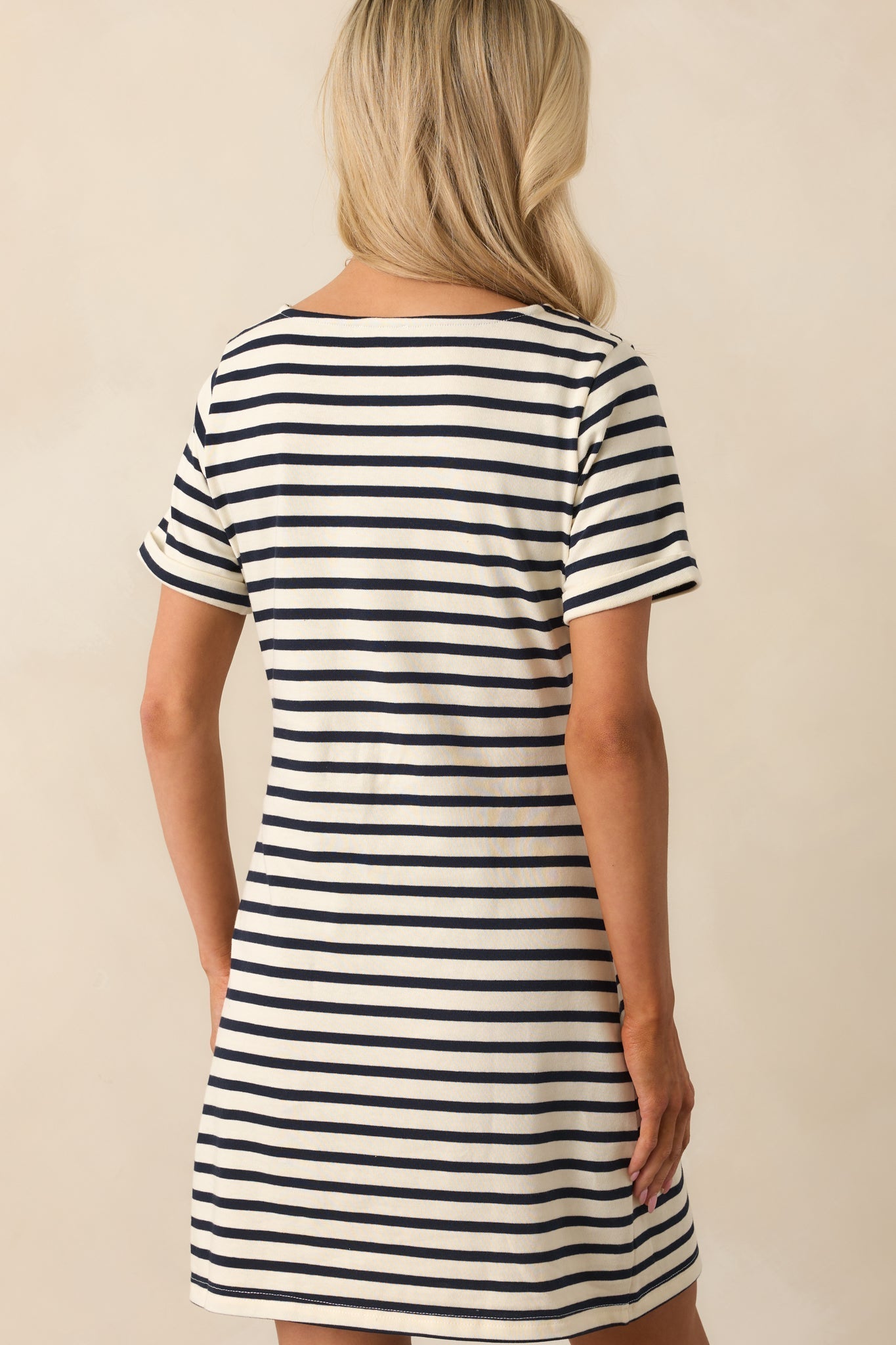 A Little Reminder Black Stripe Cotton Tie-Waist Mini Dress