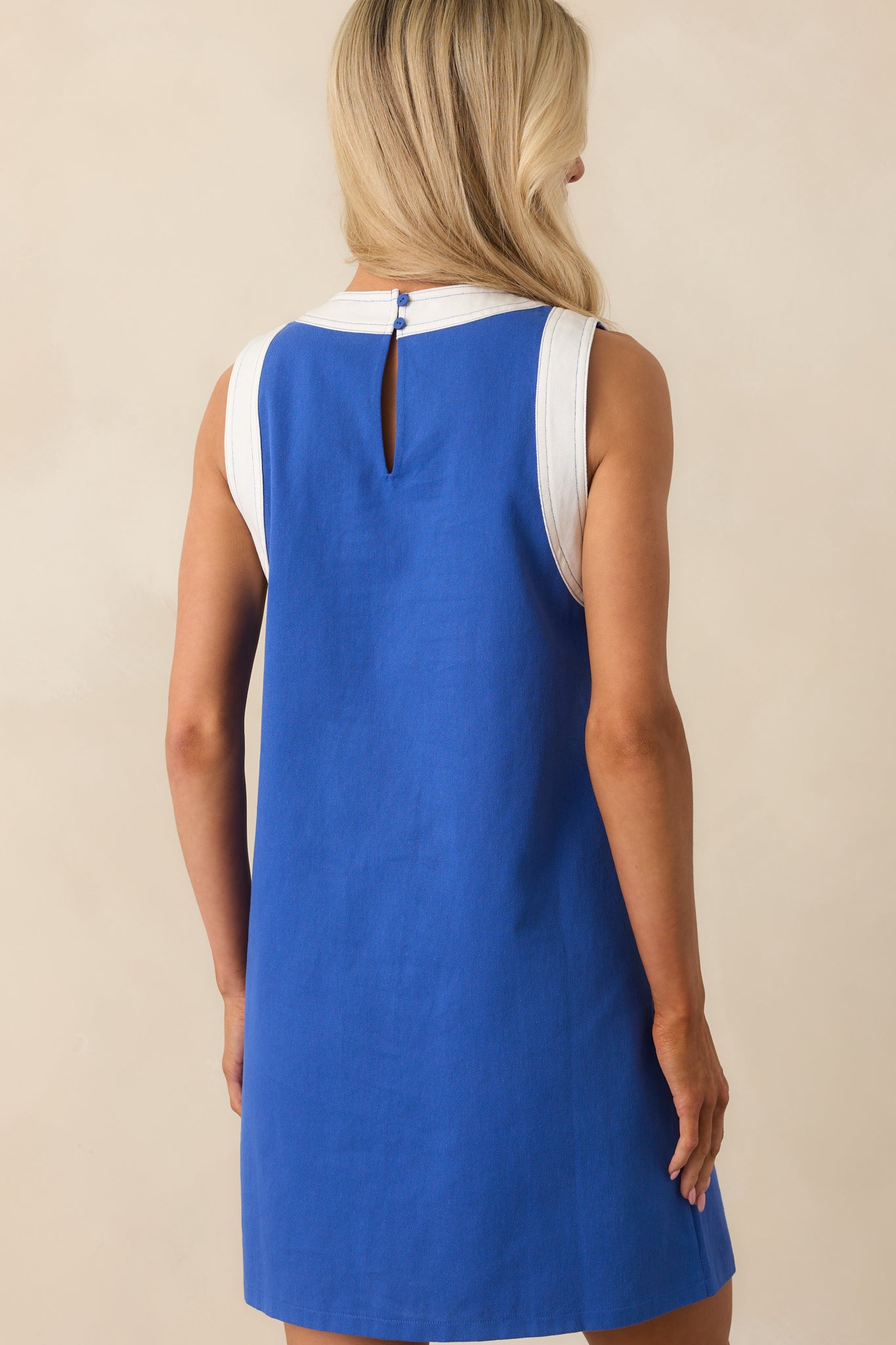 Bring The Good With You Blue Cotton Shift Mini Dress