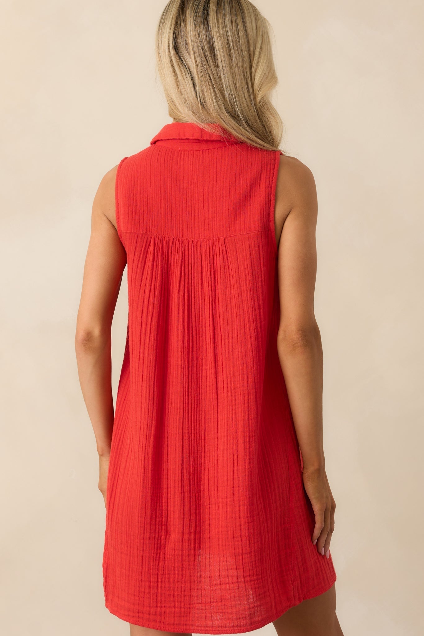 Z Supply Red Cotton New Light Gauze Mini Dress
