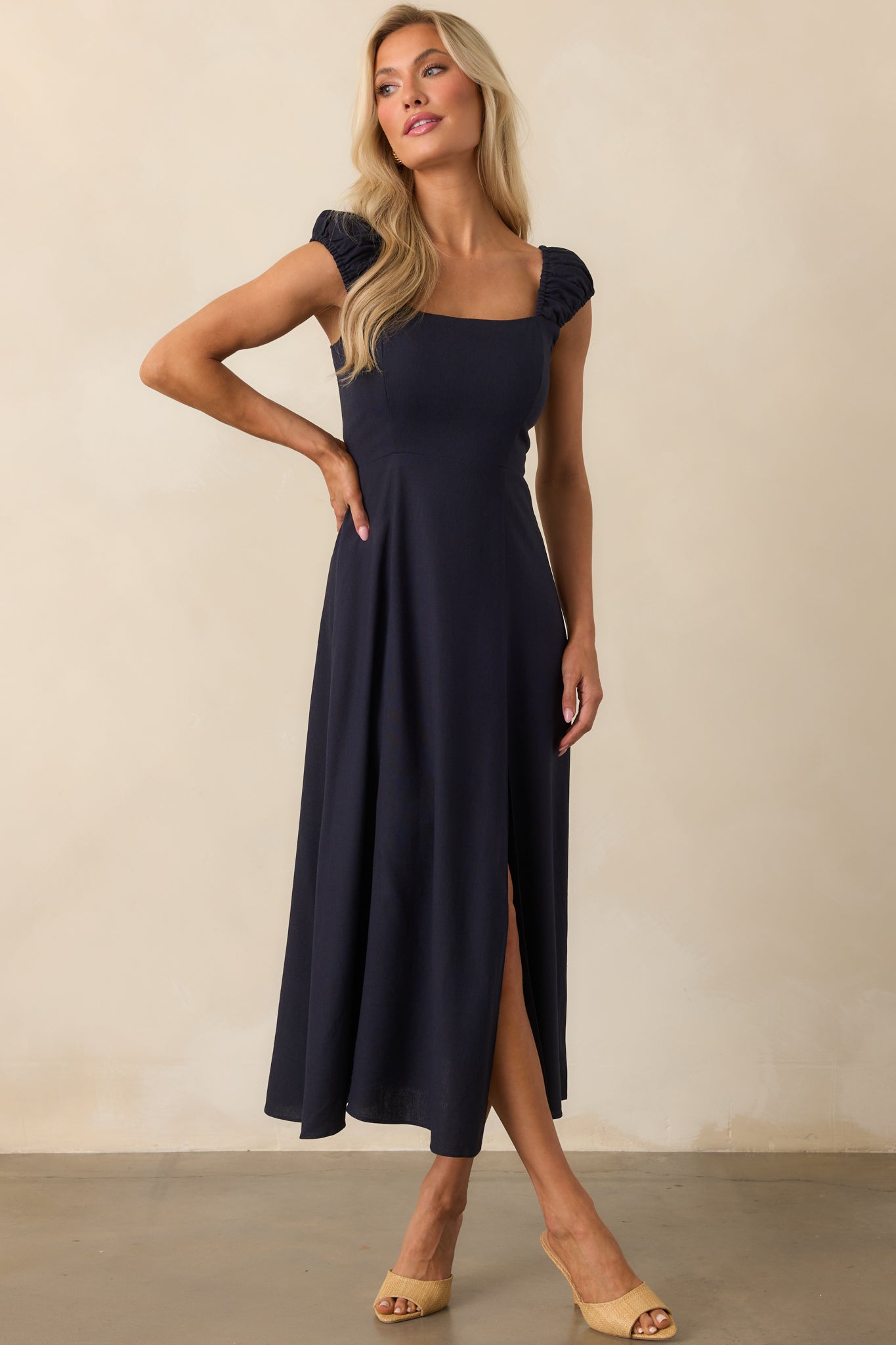 Radiant Reverie Navy Midi Dress