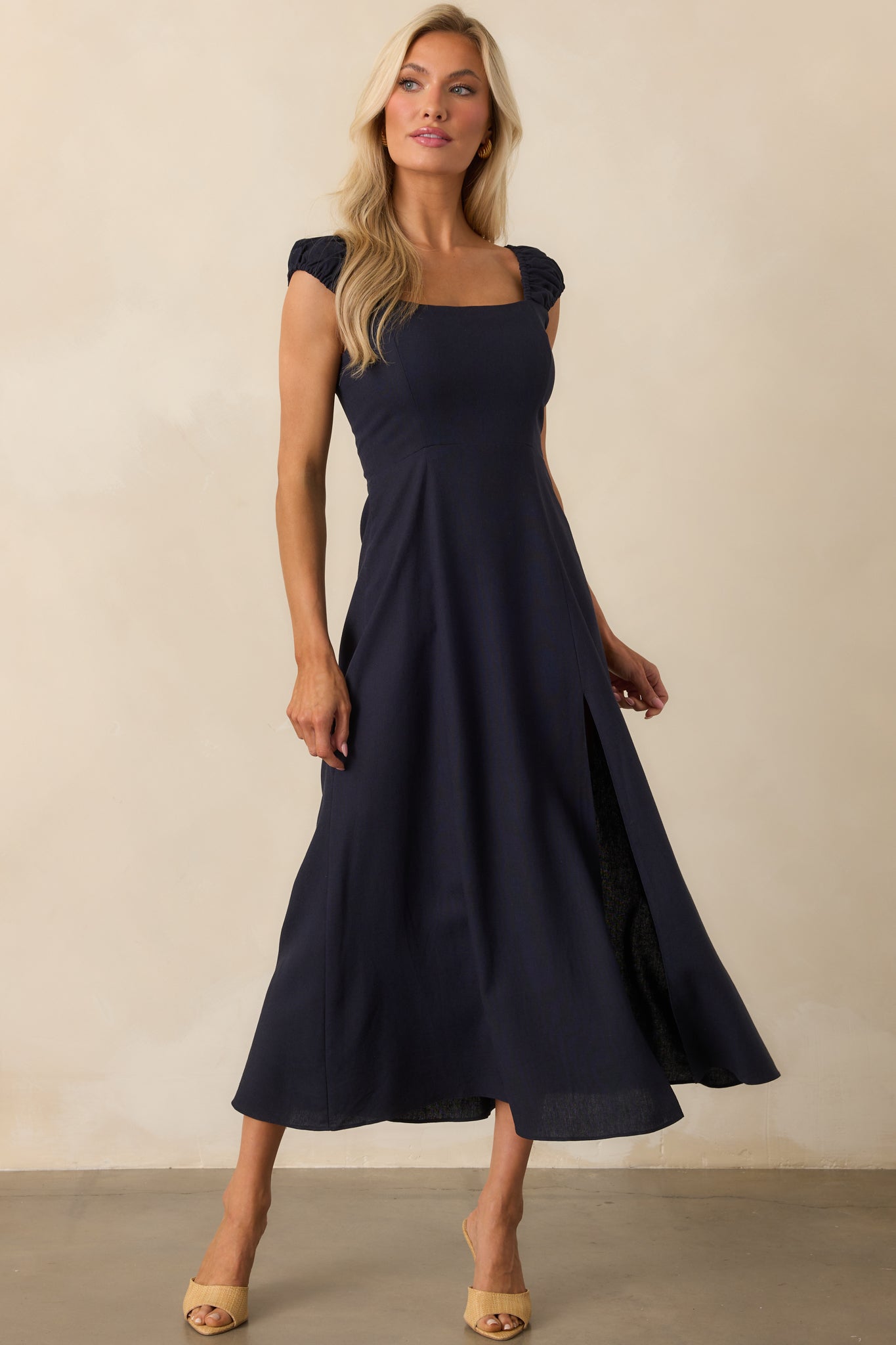 Radiant Reverie Navy Midi Dress