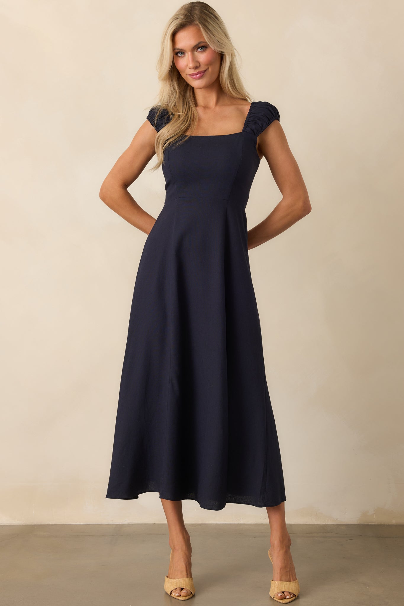 Radiant Reverie Navy Midi Dress
