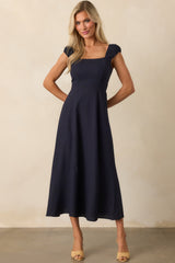 Radiant Reverie Navy Midi Dress