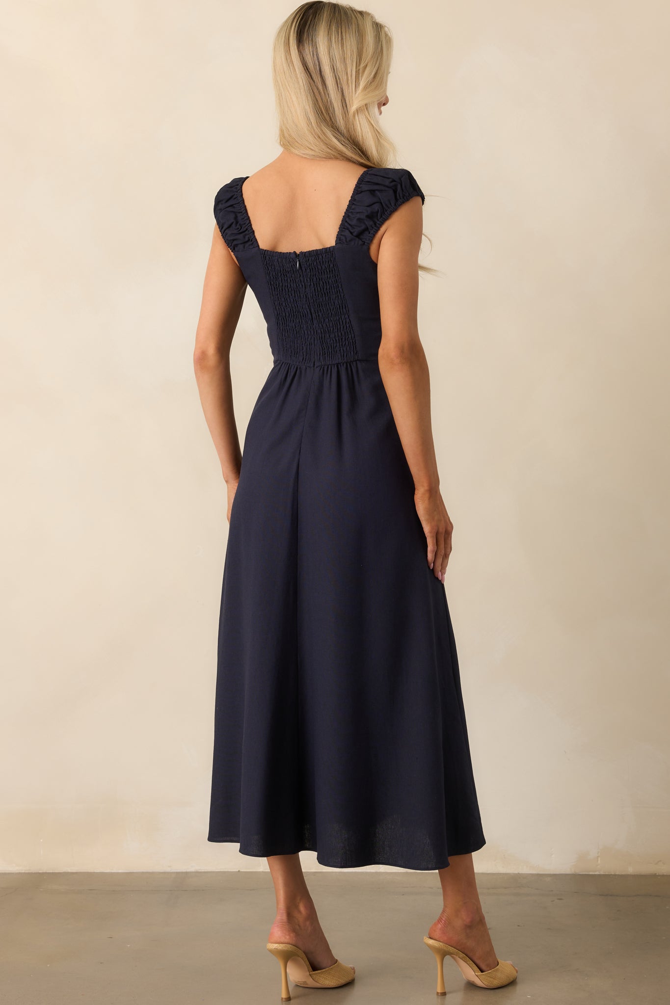 Radiant Reverie Navy Midi Dress