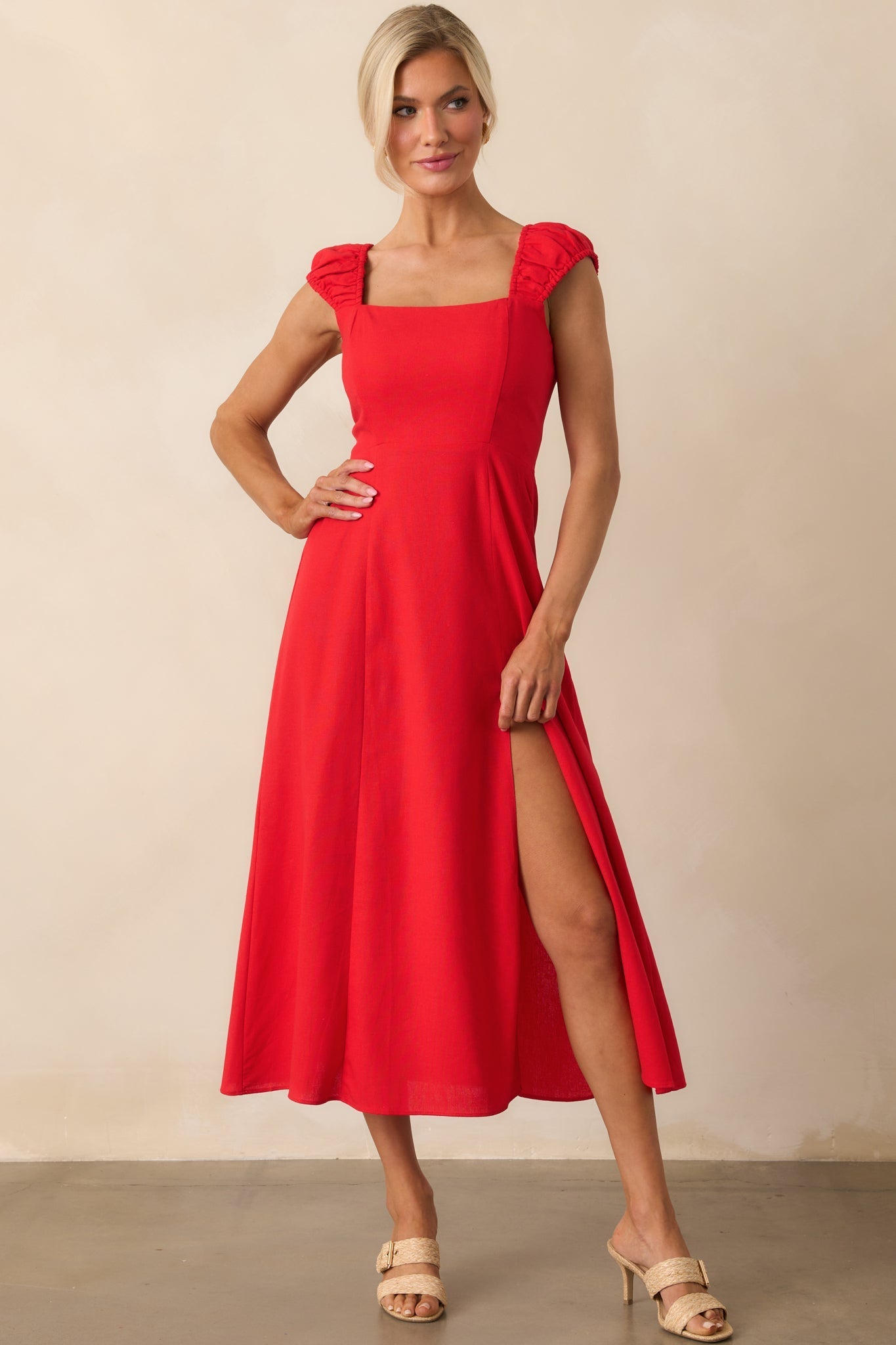 Radiant Reverie Red Midi Dress